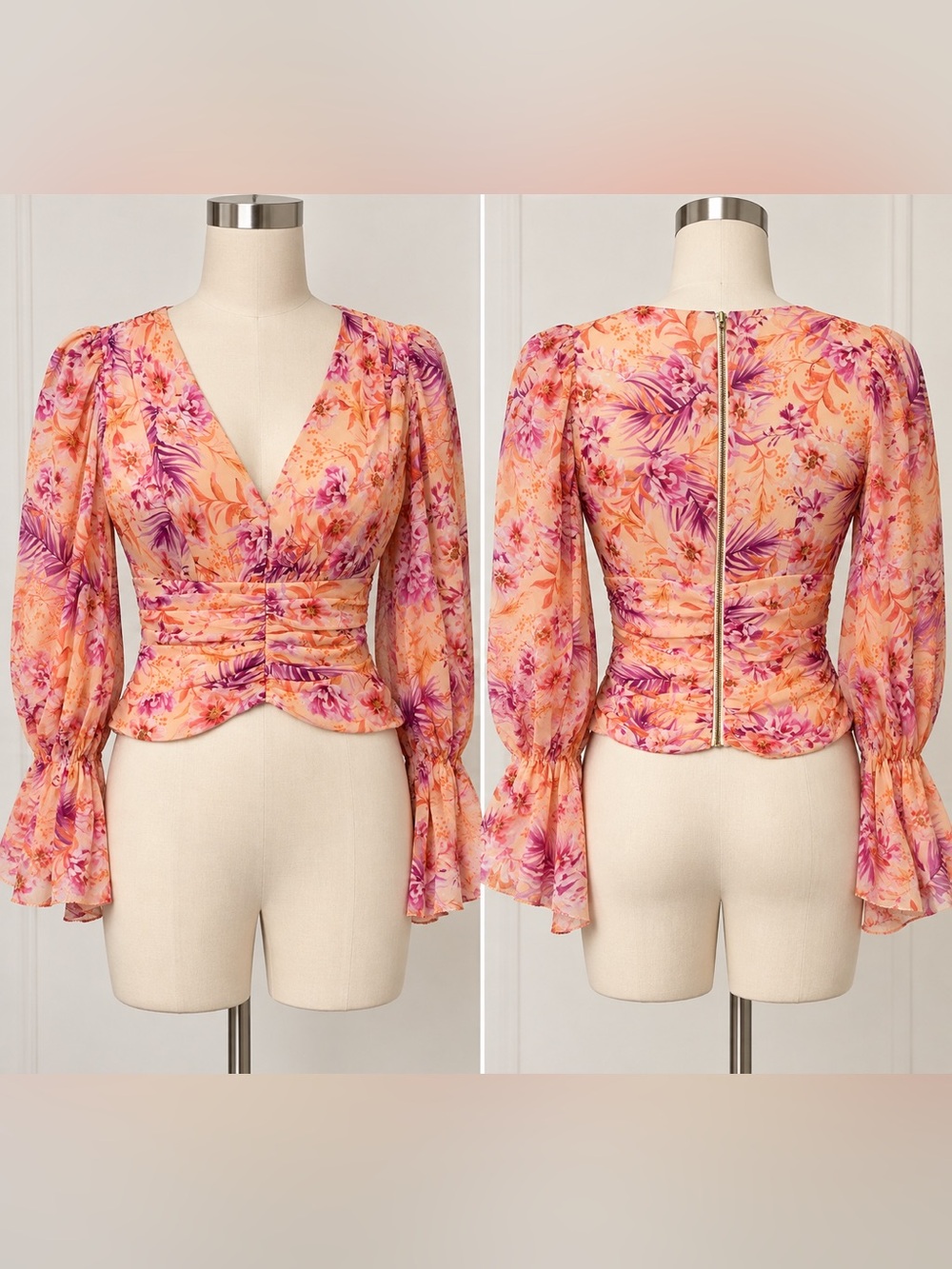 AMUR Floral 100% Silk Bomber Jacket in Pink & Purple XS